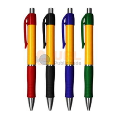 Brinde personalizado caneta plástica 01C-AMA URL PUBLICIDADE
